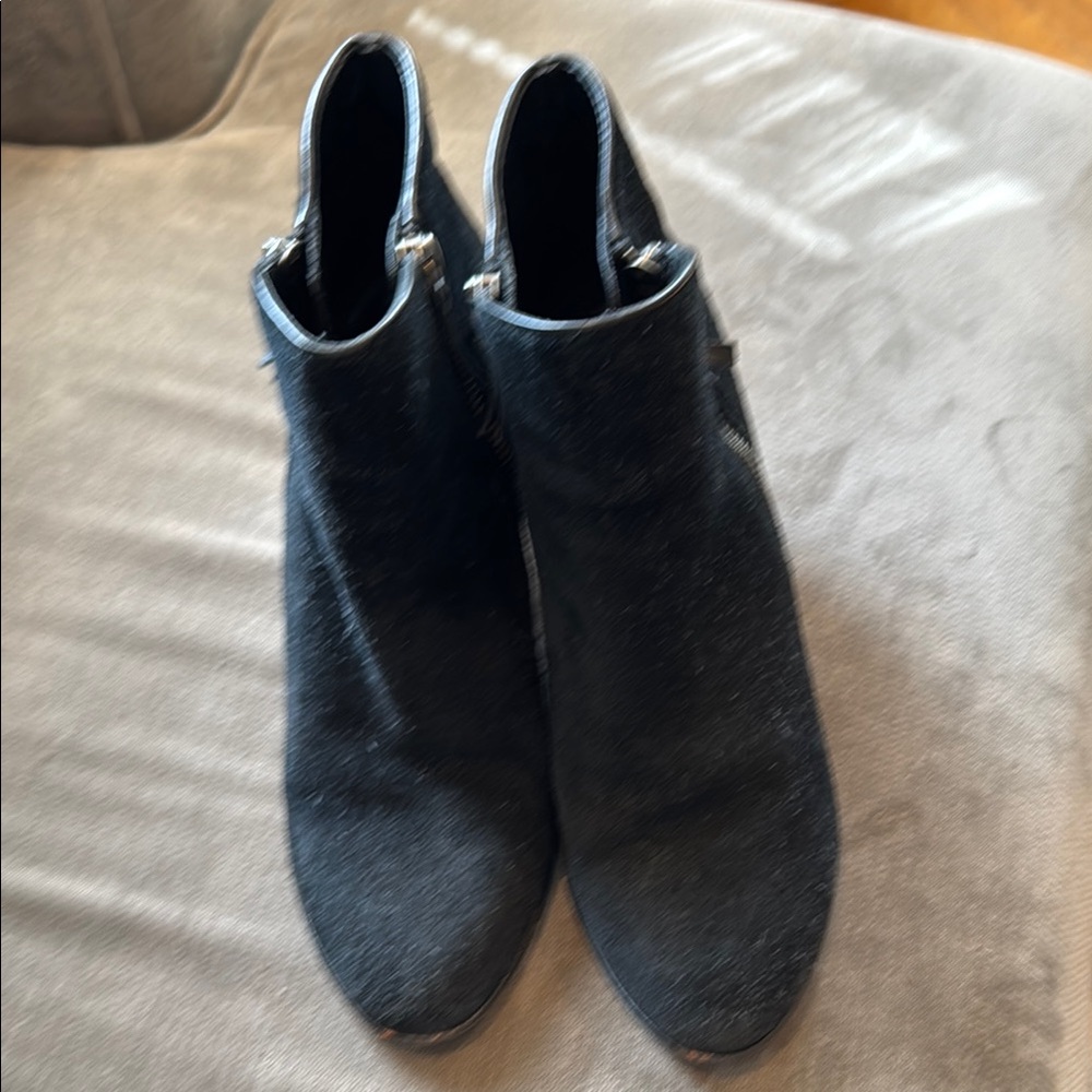 Cole Haan Black Suede Ankle Booties with Side Zipper
